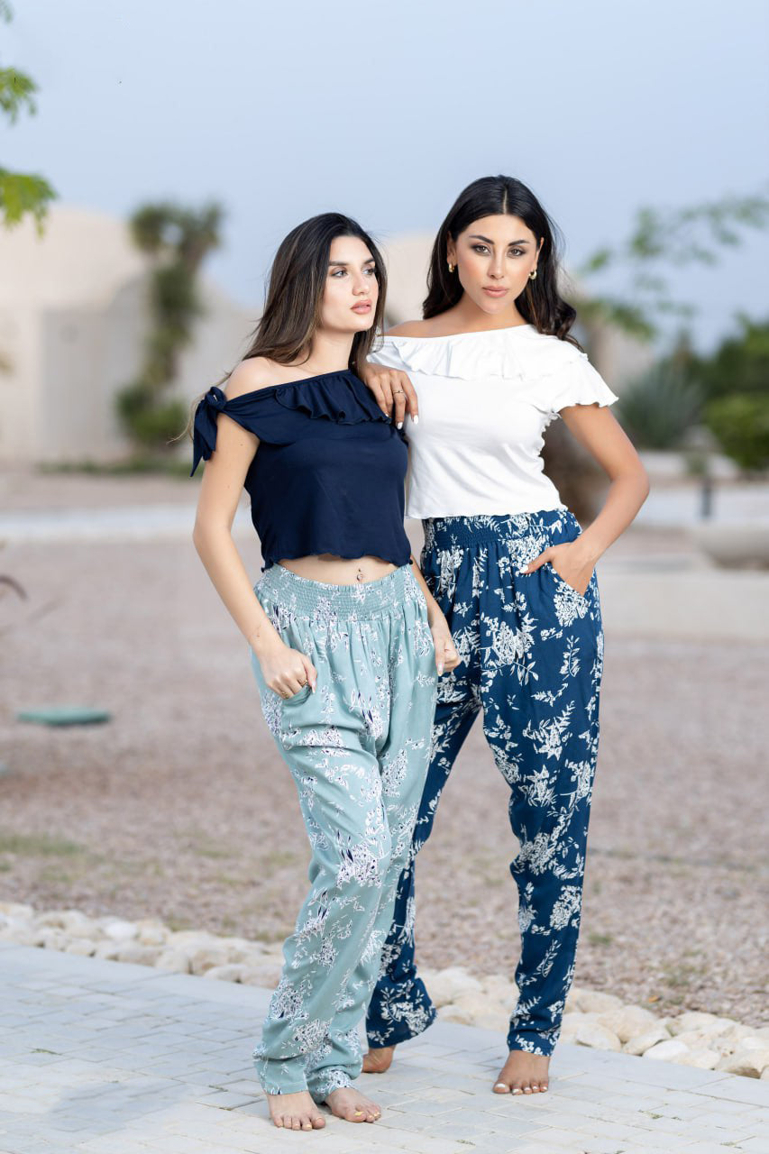 Navy Cotton Pants with White Soft Top 24157