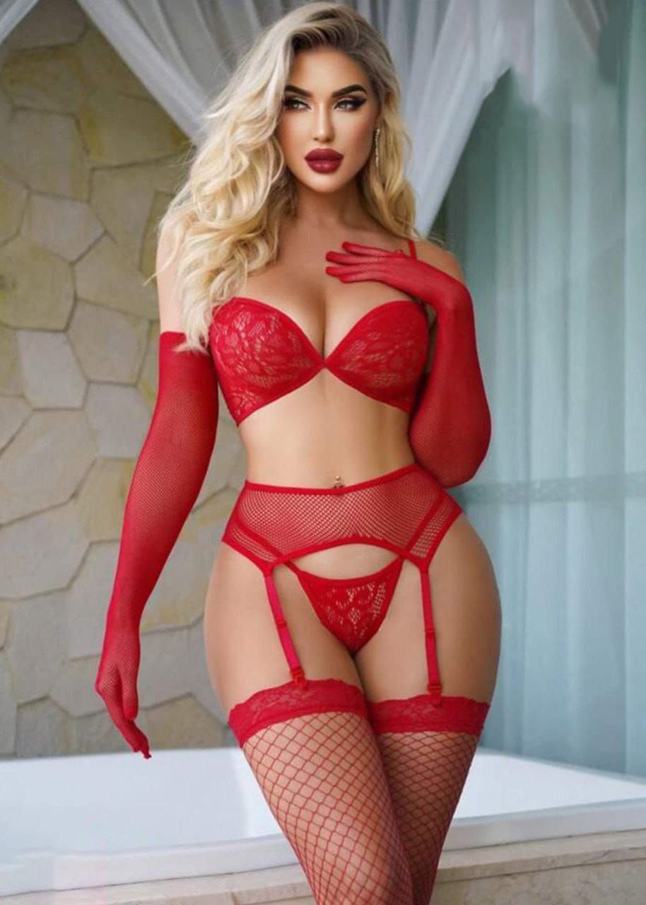 Elegant Red Lace Lingerie Set 0307