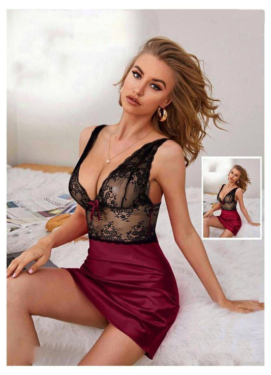 Seductive Lace & Satin Nightdress 1023