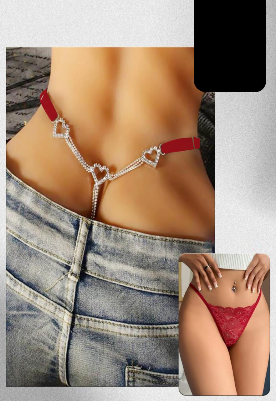 Heart Shaped Crystal Waist Chain with Panties 103