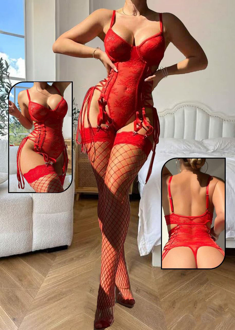 Strap-Up Lace Corset Set 119