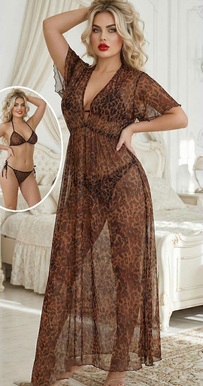 Leopard Sheer Robe Dress 1230