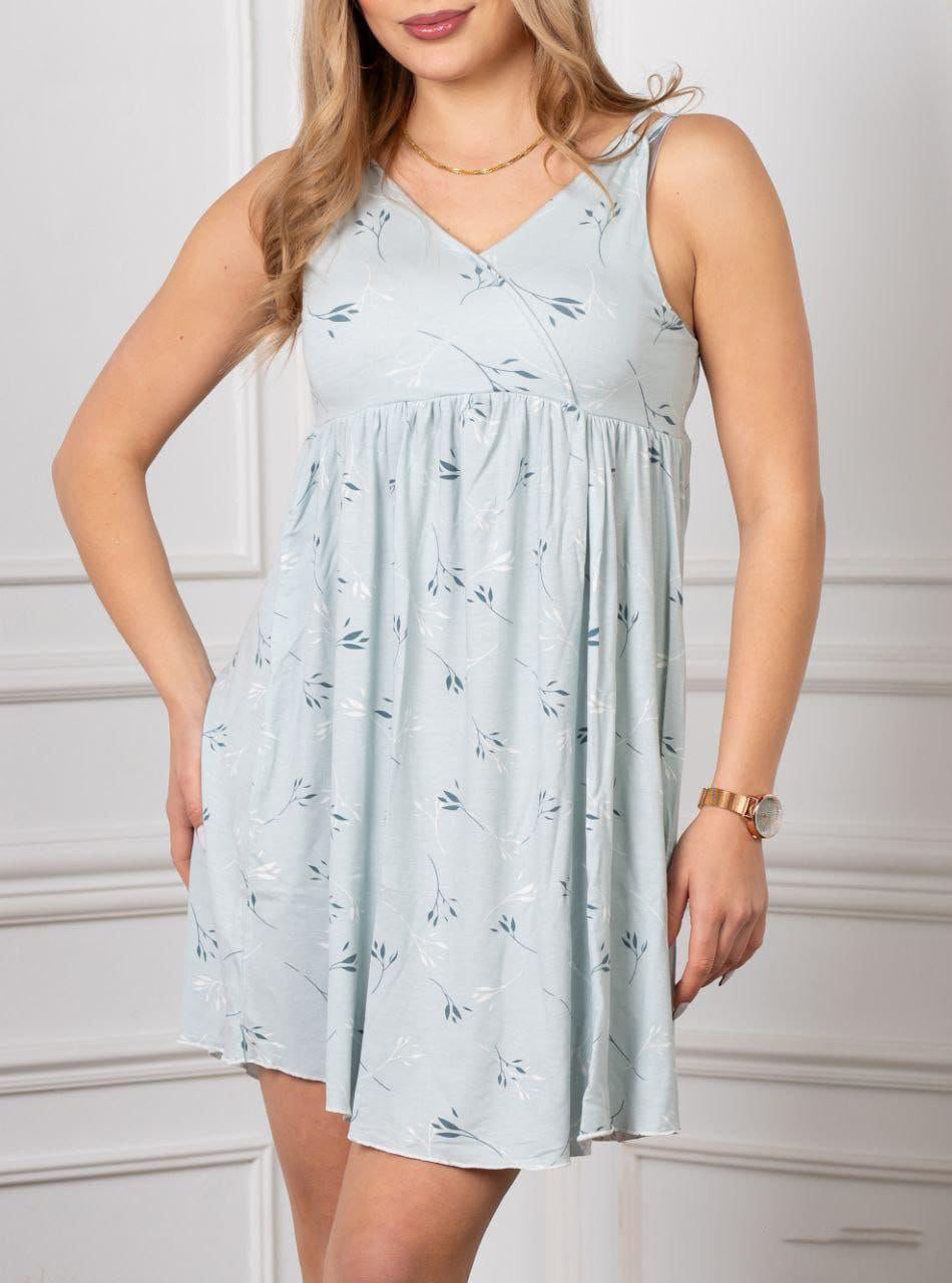 Soft Mint Floral Sleeveless Nightdress 128