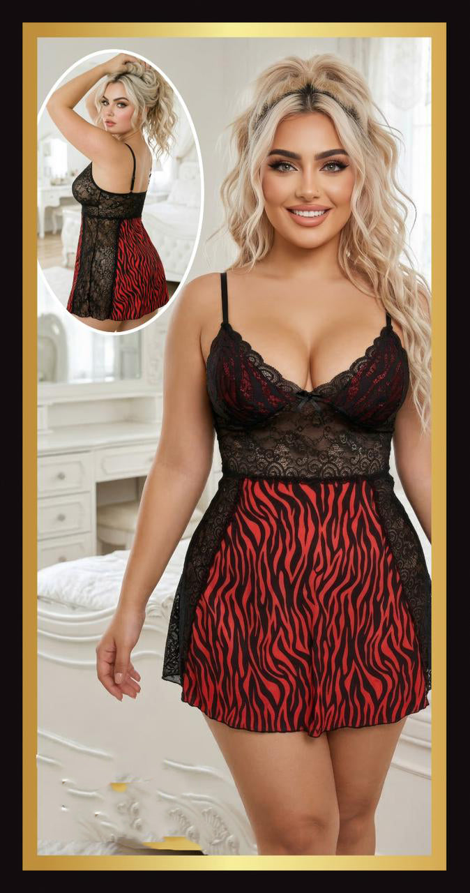 Lace-Trimmed Zebra Lingerie 1324