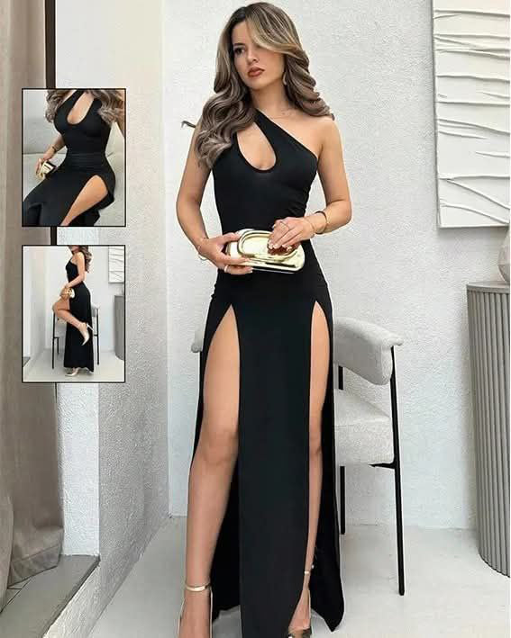 Noir High-Slit Evening Dress 116
