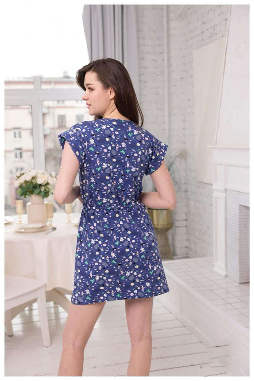 Luna Printed Cotton Home Dress 2228