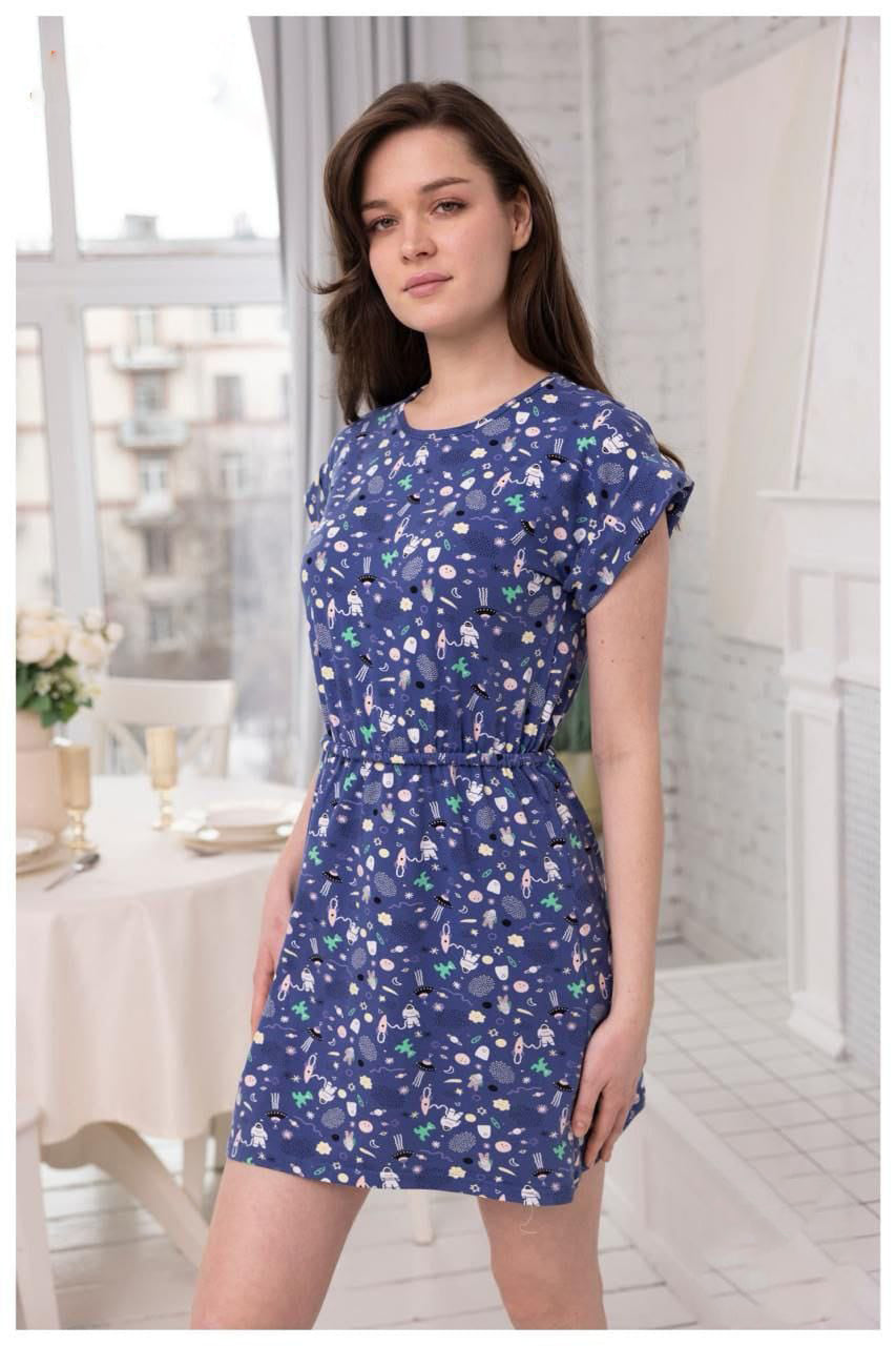 Luna Printed Cotton Home Dress 2228
