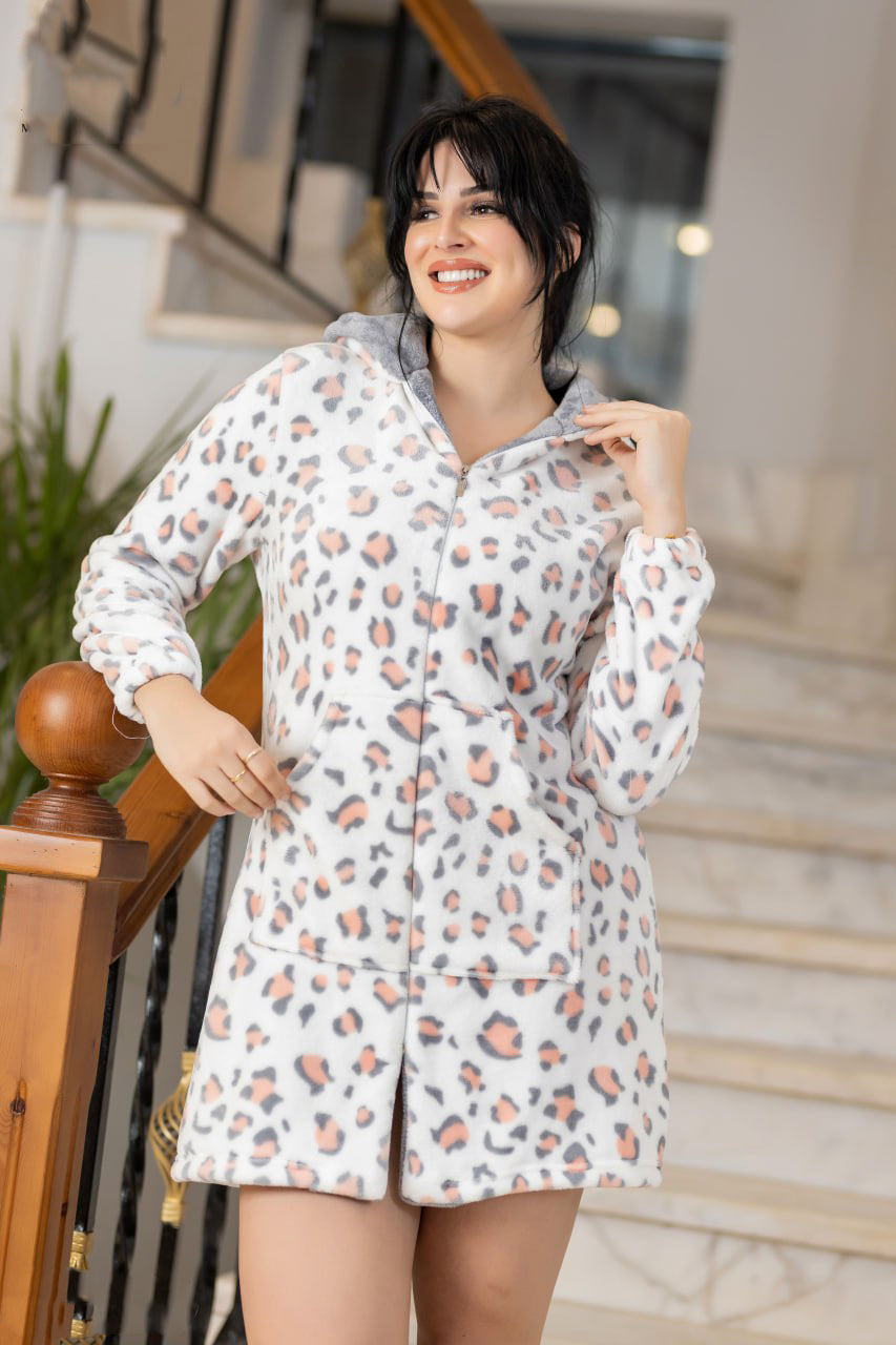 Snow Leopard Hoodie Dress 029