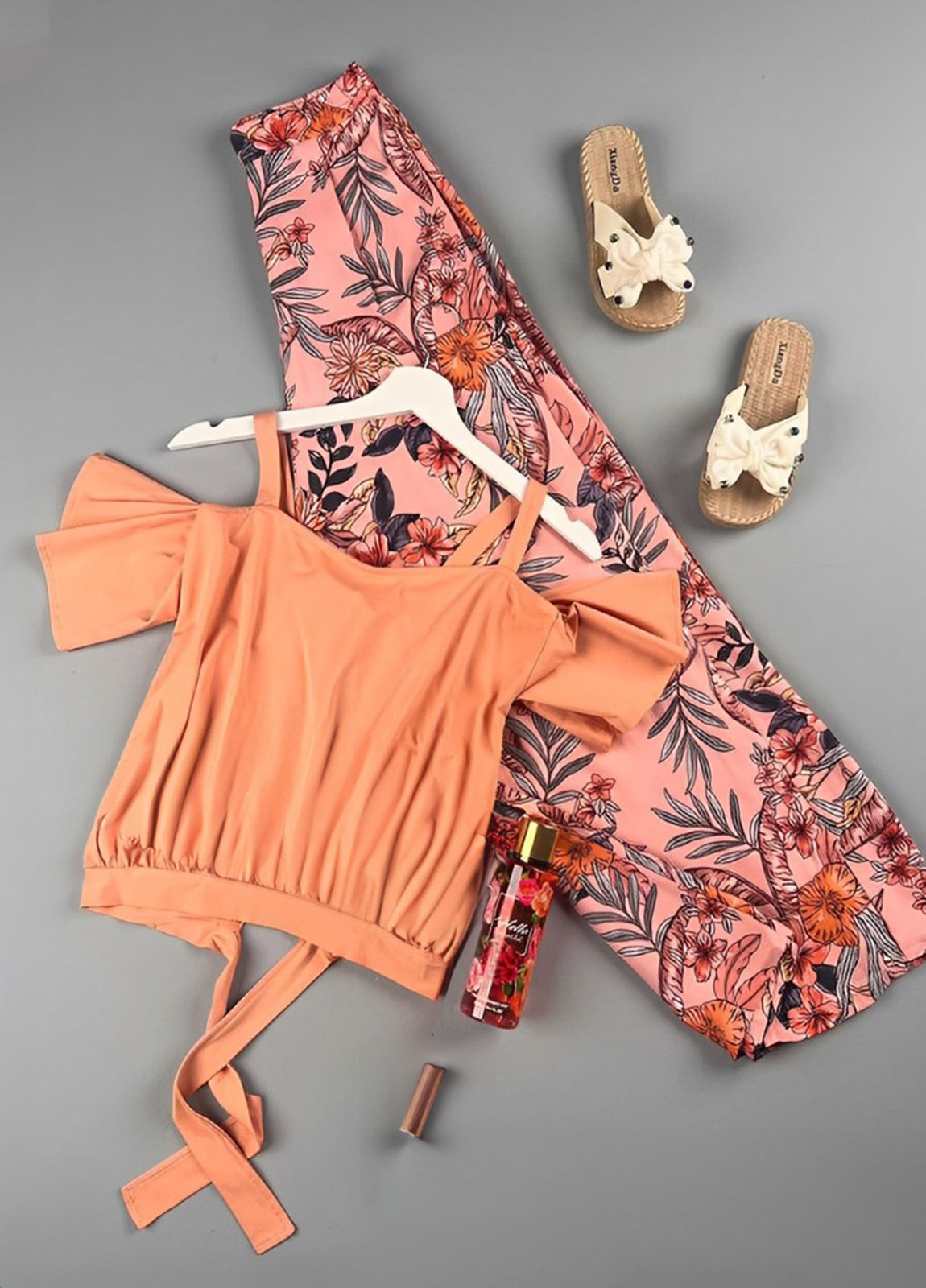 Floral Summer Set with Top, Pants 3104