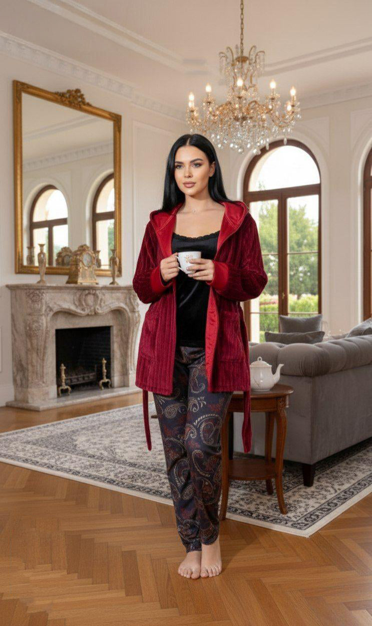 Wine Velvet Set 3117