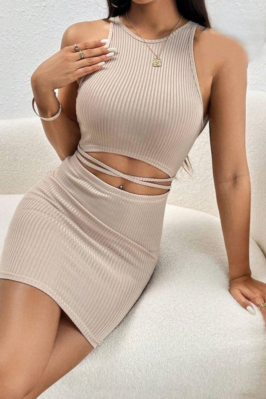Sleek Ribbed Cutout Mini Dress 4004