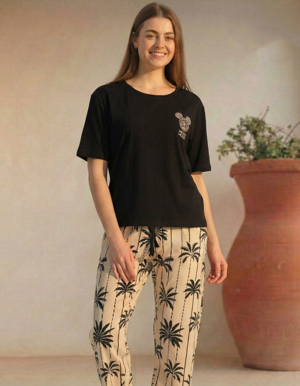 Palm Trendy Black Pajama 559