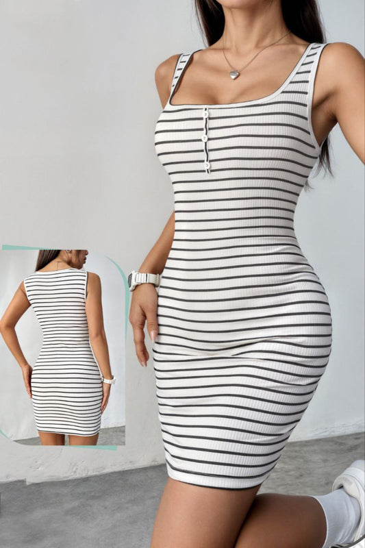 Striped Rib Mini Dressn 7008