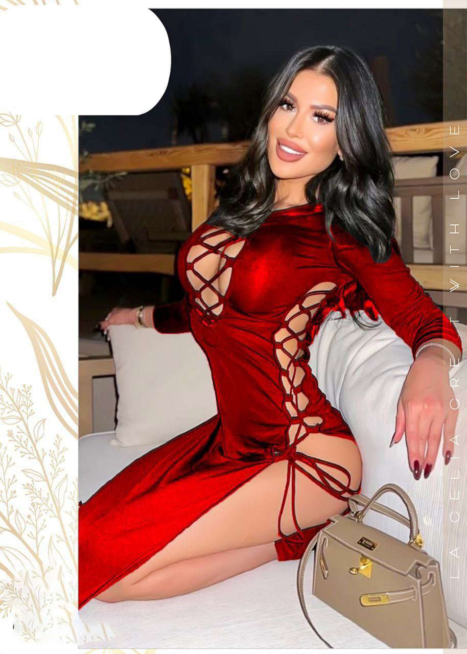 Velvet Temptation Lace-Up Dress 885