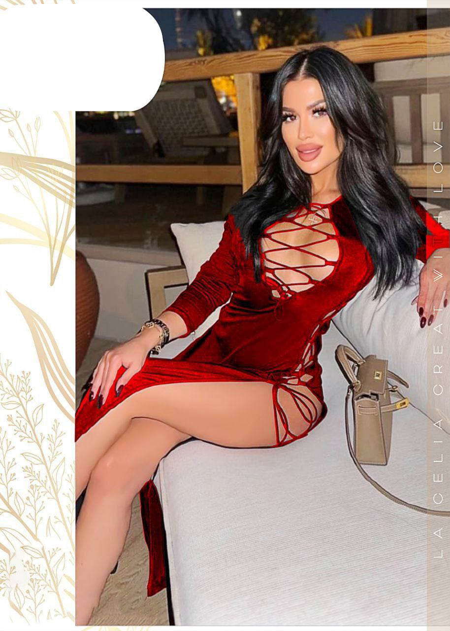 Velvet Temptation Lace-Up Dress 885