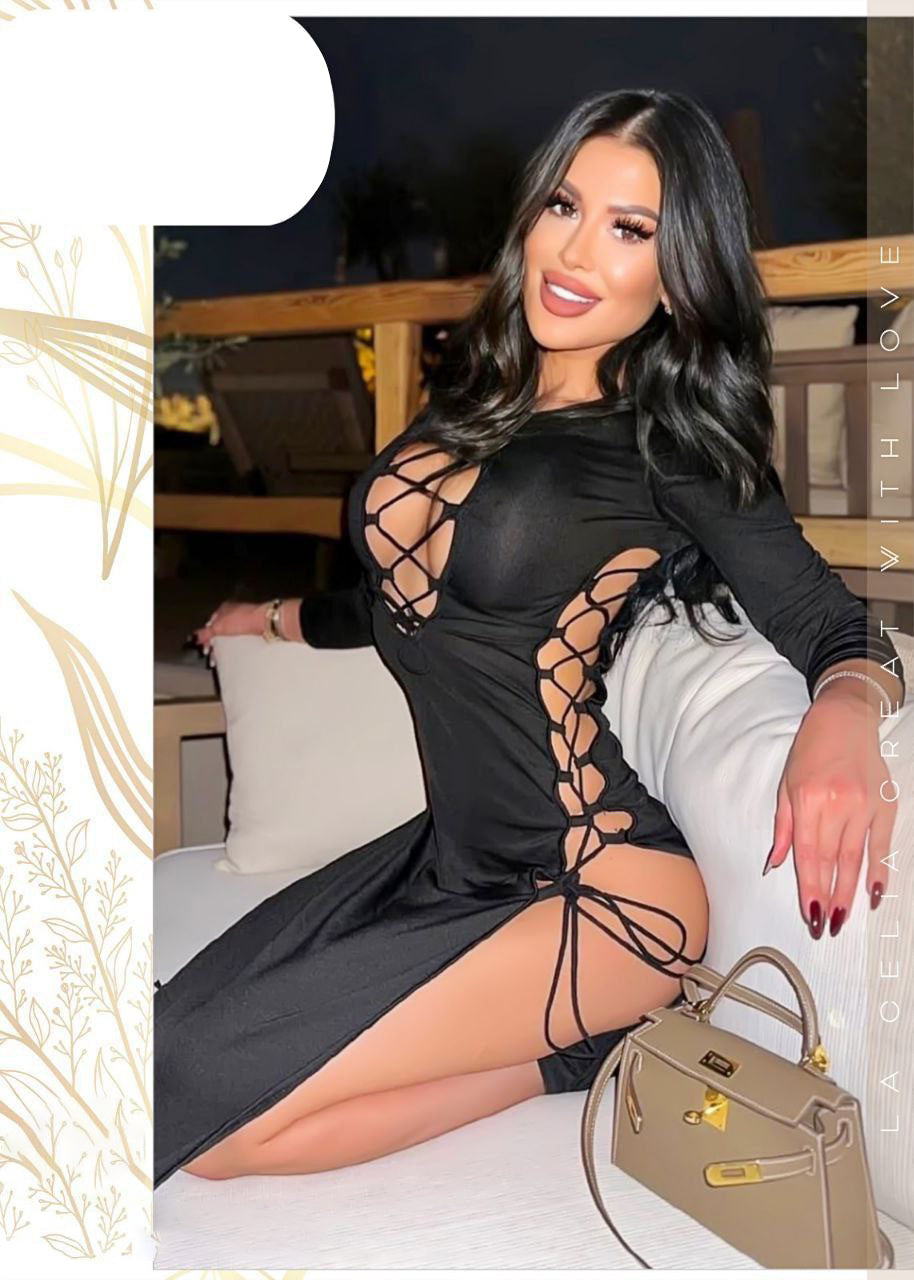 Velvet Temptation Lace-Up Dress 885