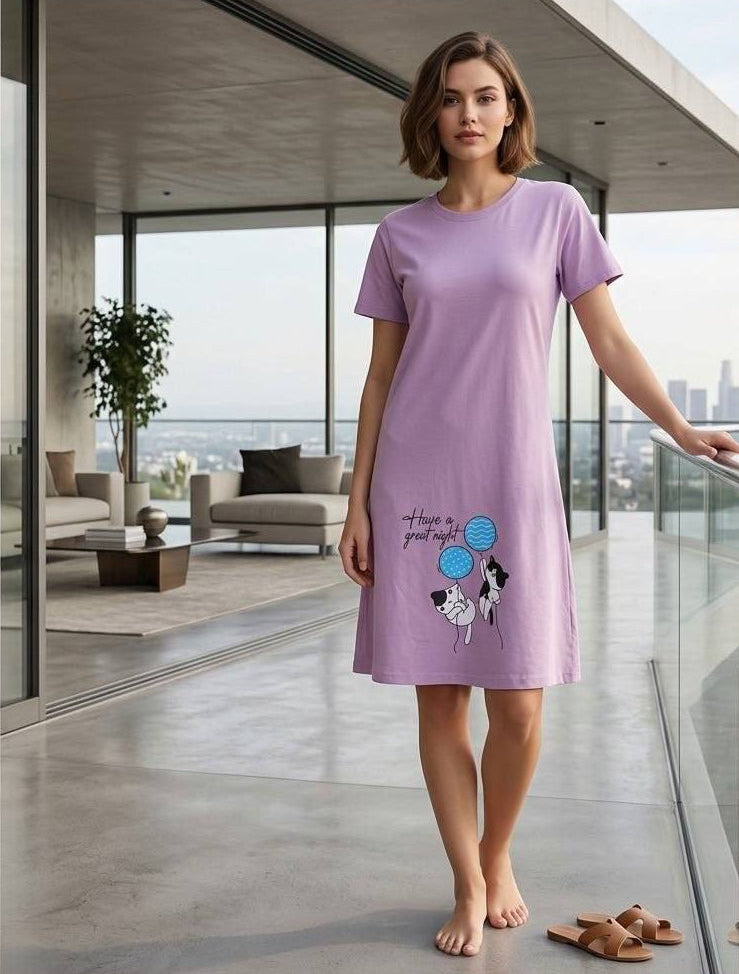 Lavender Kitty Nightdress 4730