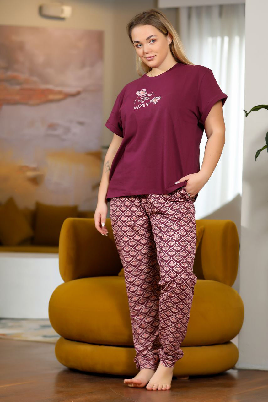 Big sizes Pajama set short sleeves 9021