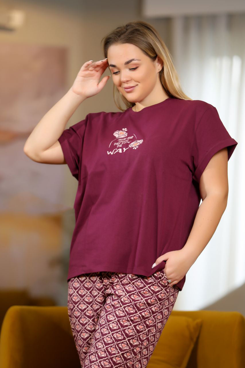Big sizes Pajama set short sleeves 9021