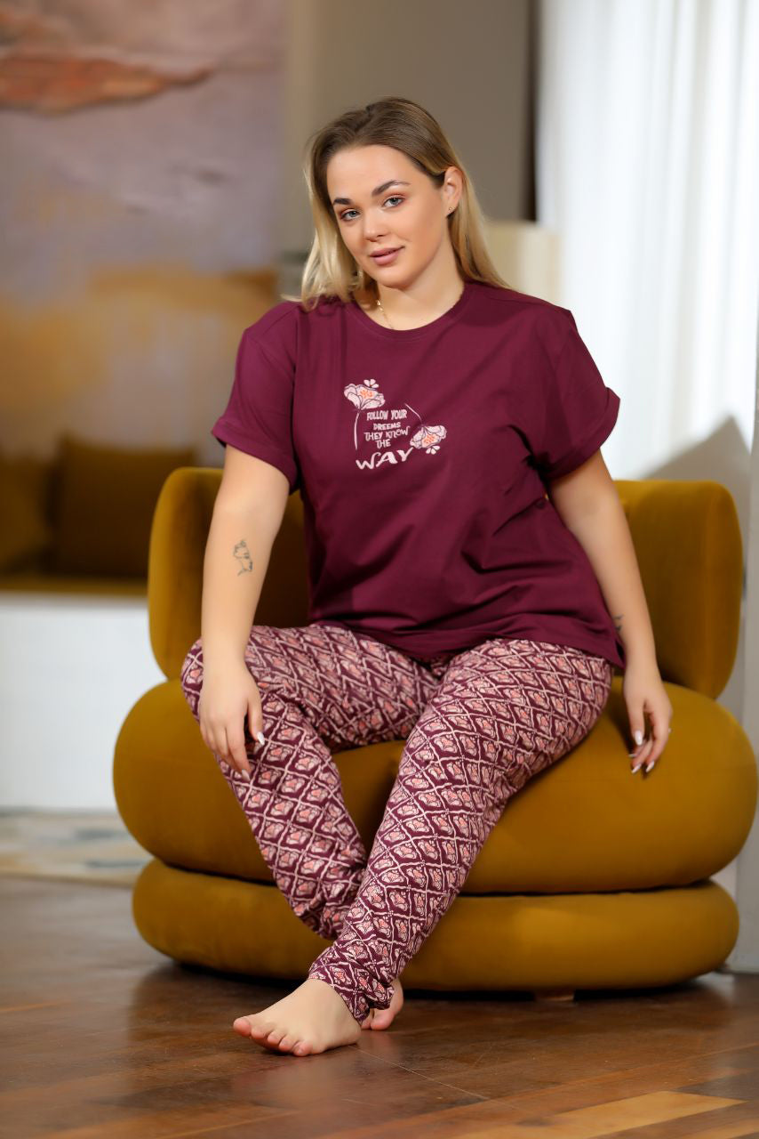 Big sizes Pajama set short sleeves 9021