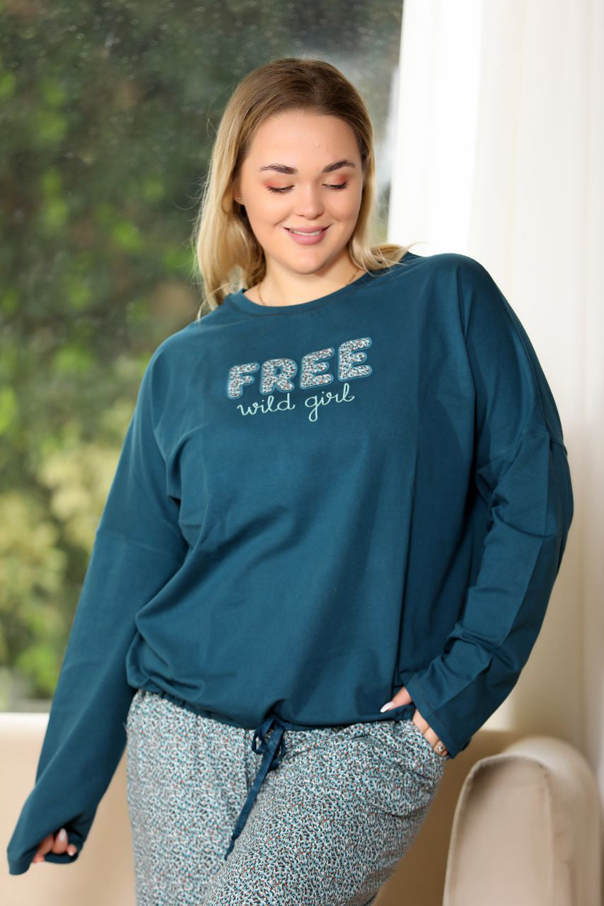 Big sizes Pajama set long sleeves 9023