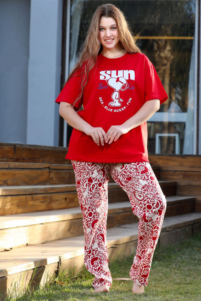 Big sizes Pajama set short sleeves 9034