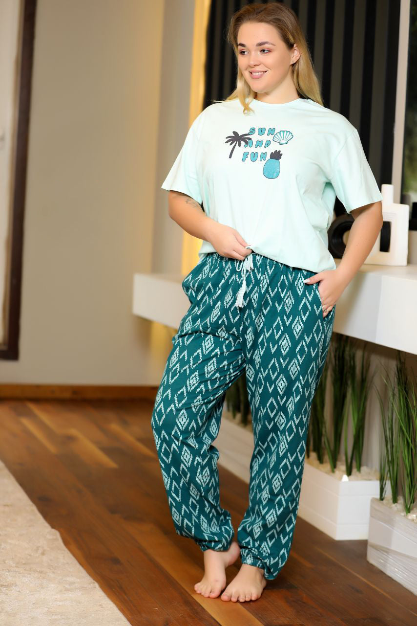 Big sizes Pajama set short sleeves 9036