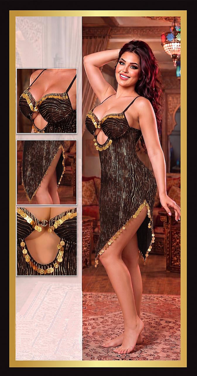Golden Shimmer Mini Dress 1458
