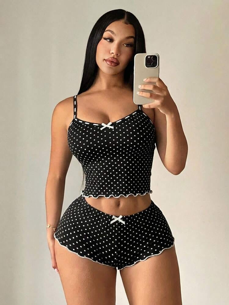 Classic Noir Dot Shorts Set 9065