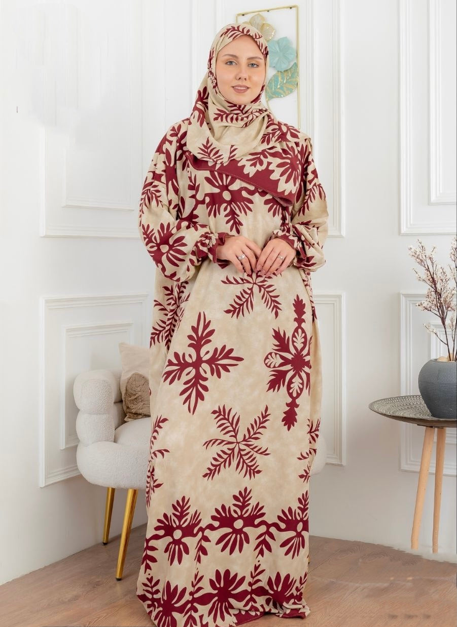 Natural Calm Prayer Set – Deep Wine (Plus Size) 19002