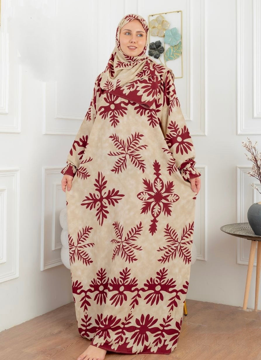 Natural Calm Prayer Set – Deep Wine (Plus Size) 19002