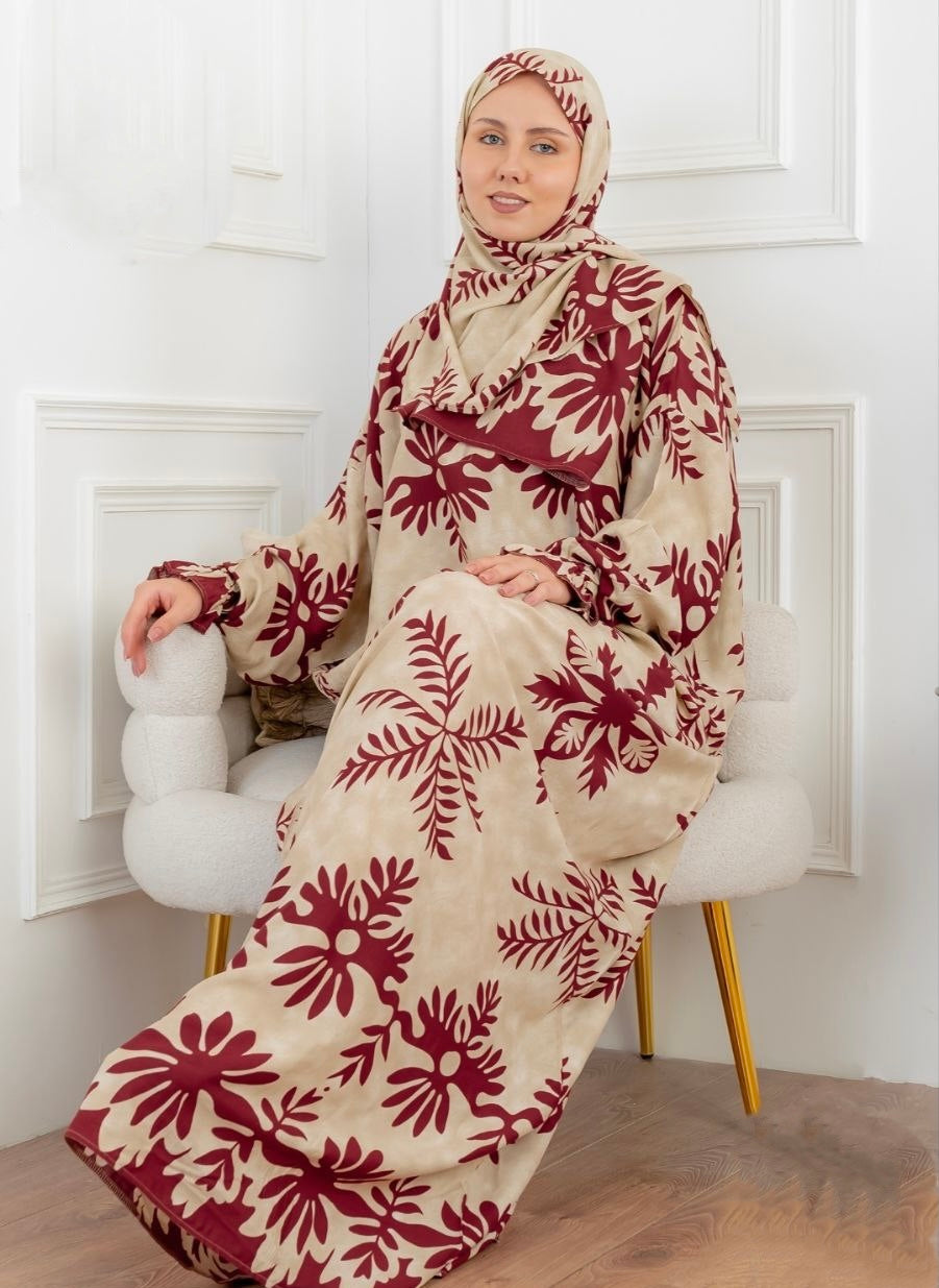 Natural Calm Prayer Set – Deep Wine (Plus Size) 19002