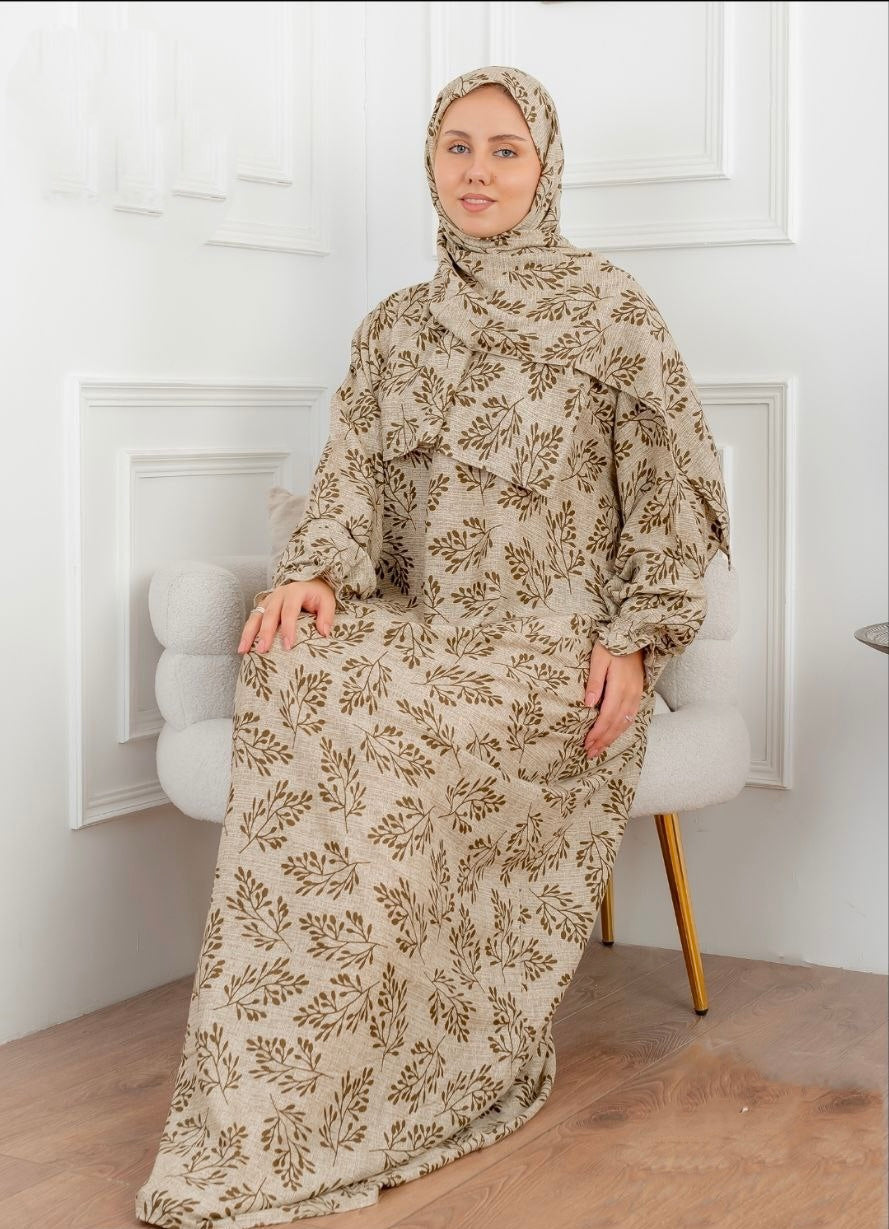 Soft Leaf Prayer Set – Mocha Brown (Plus Size) 19001