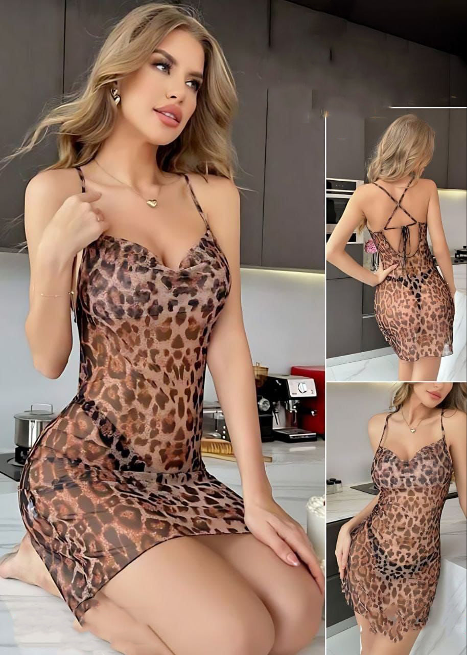 Iconic Leopard Mesh Chemise 9023
