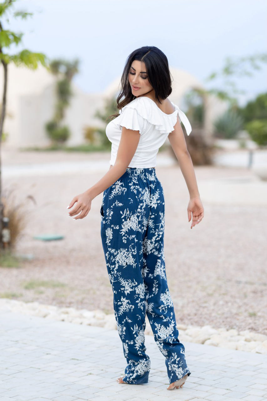 Navy Cotton Pants with White Soft Top 24157