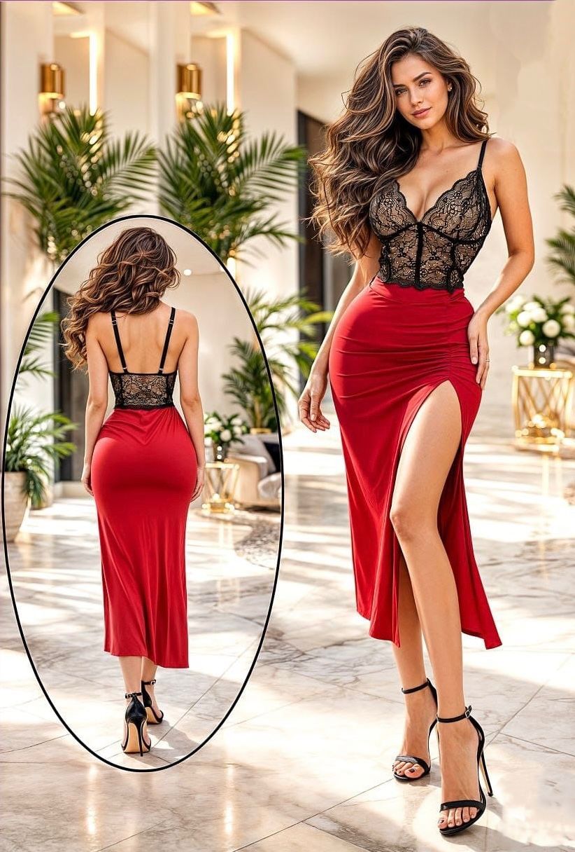 Red Flower Dress 1072