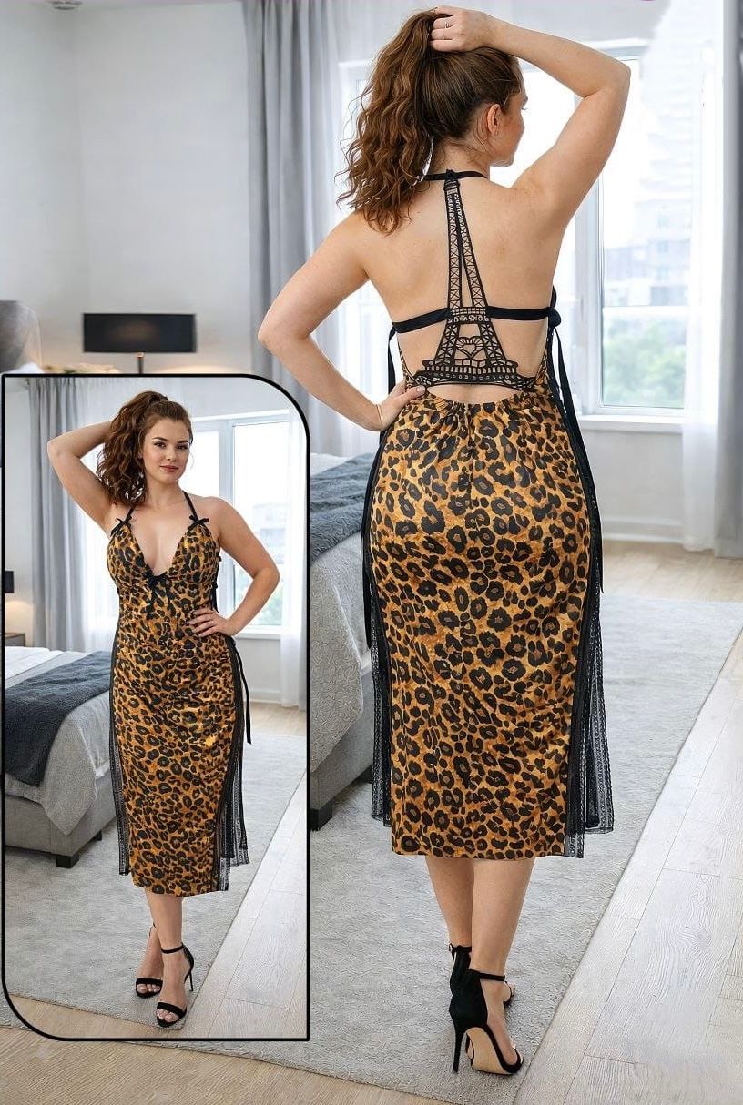 Golden Leopard Midi Dress 1063