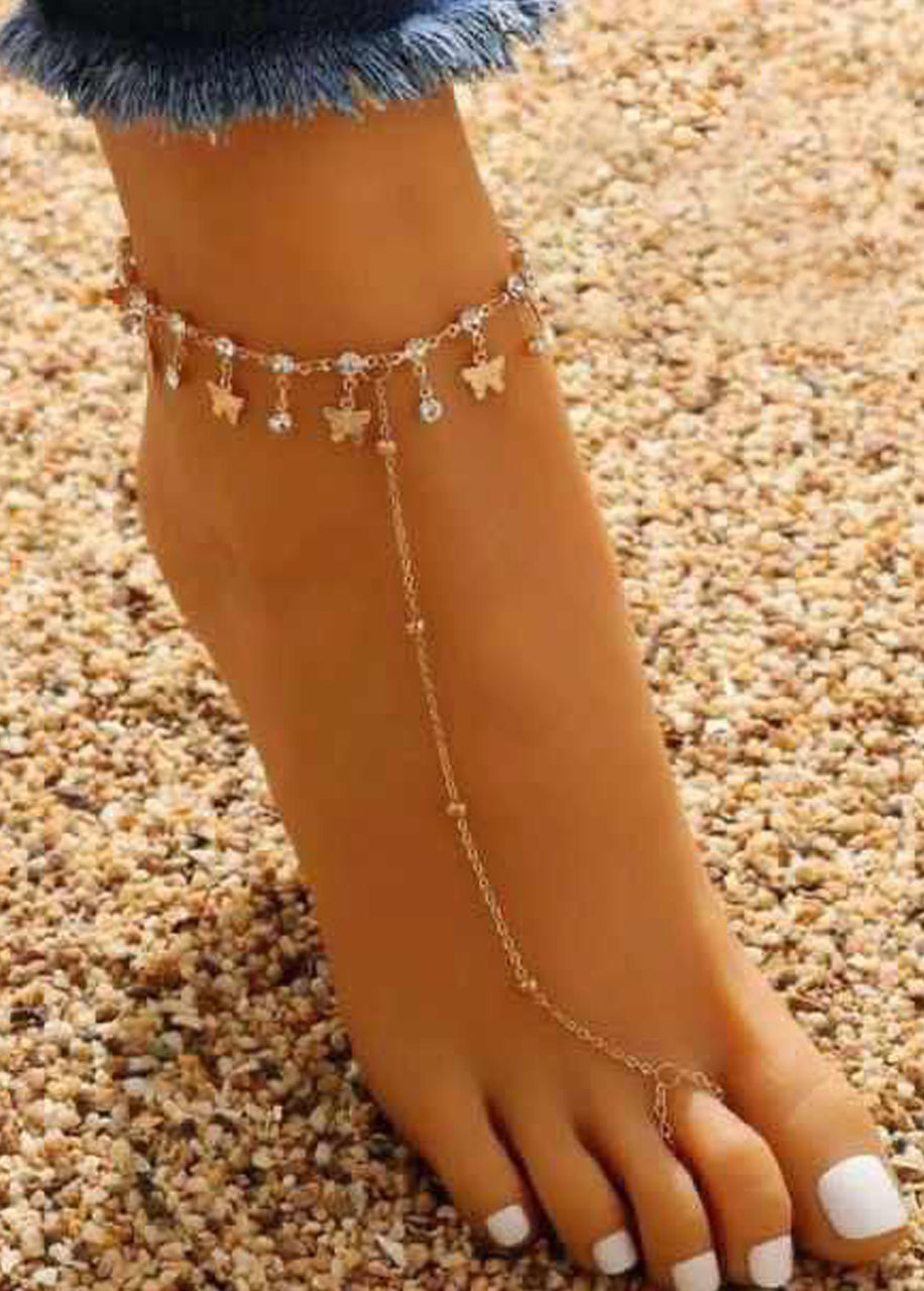 Butterfly and Crystal Anklet Chain 64