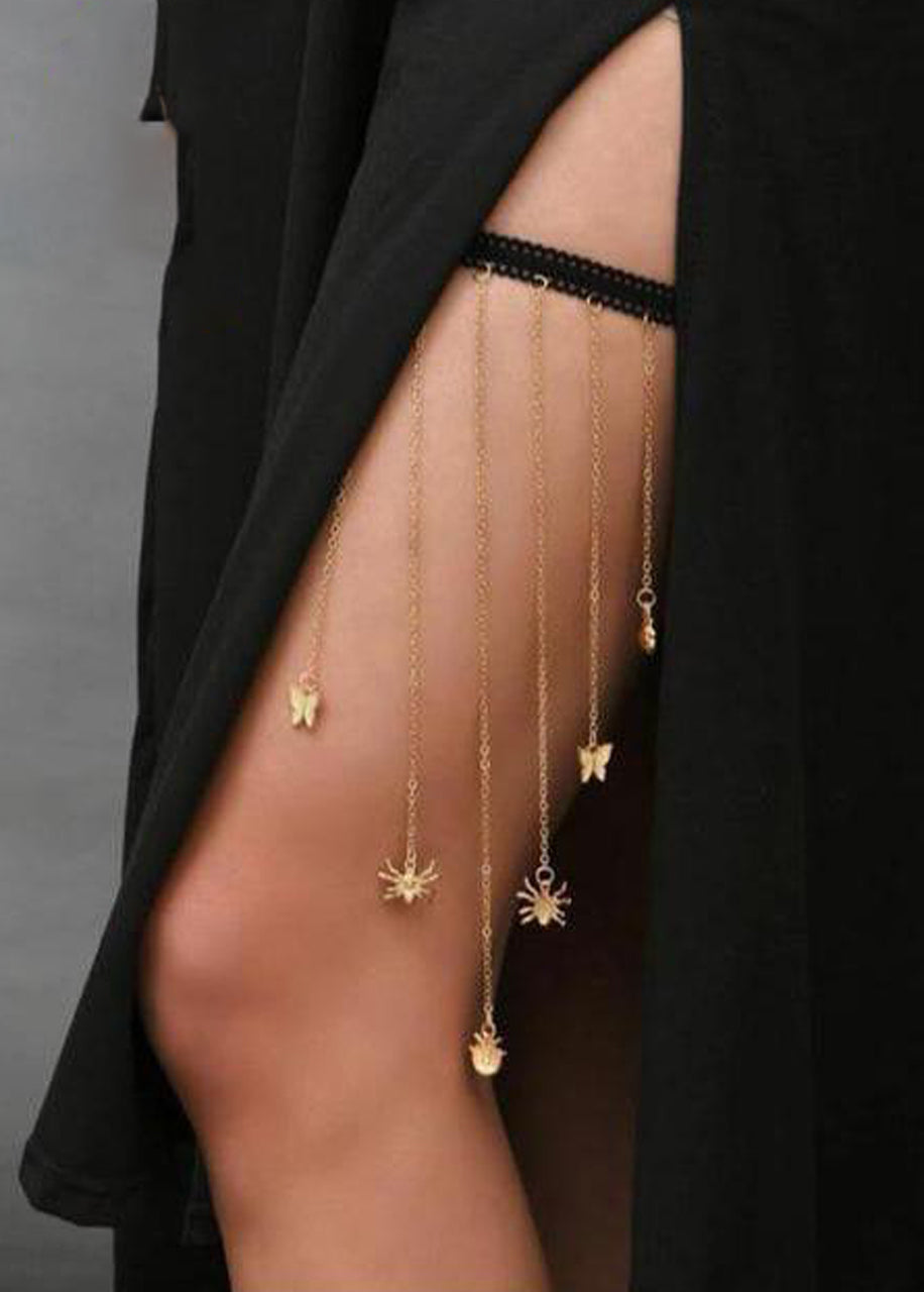 Gold Butterfly & Spider Thigh Chain 78