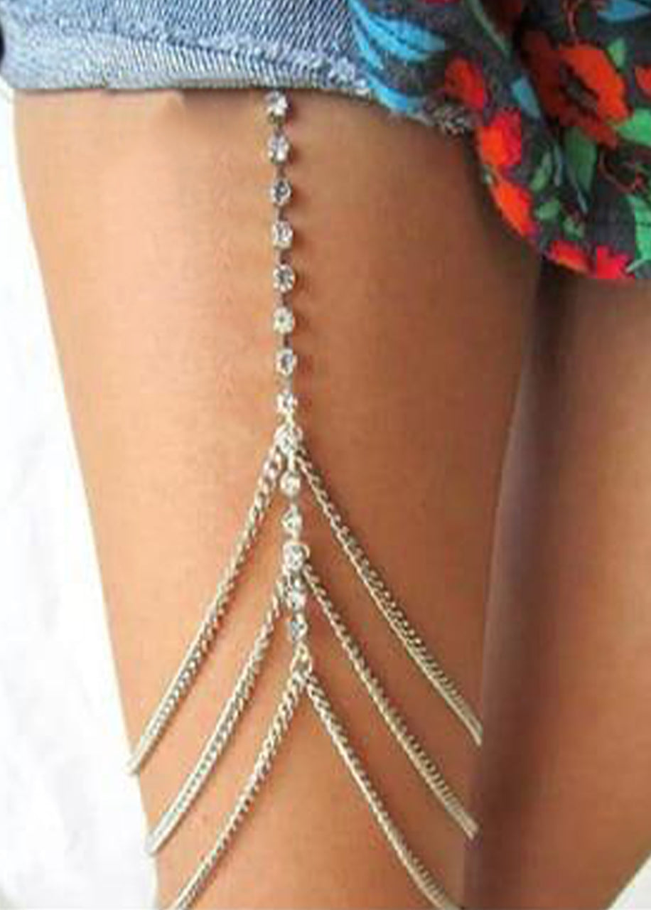 Silver Crystal Thigh Chain 91