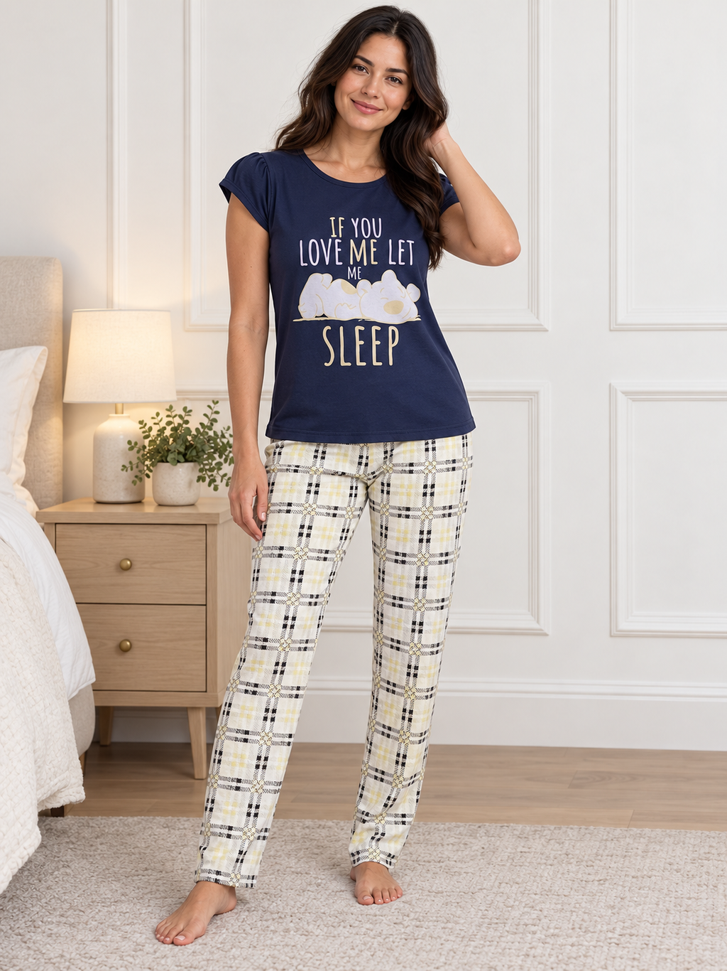Love Me Sleep Soft Pyjama 050 — AI-generated model styling